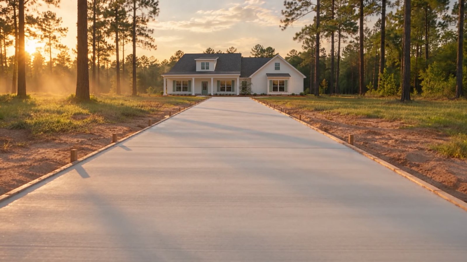 The same driveway after the pour, finished and smooth